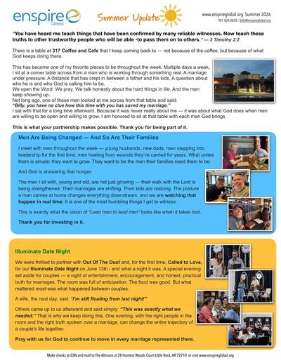 Summer 2026 Ministry Update